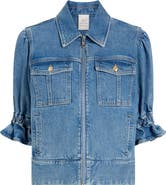 Cinq à Sept Holly Elbow Sleeve Zip Denim Jacket