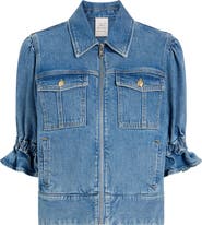Cinq à Sept Holly Elbow Sleeve Zip Denim Jacket