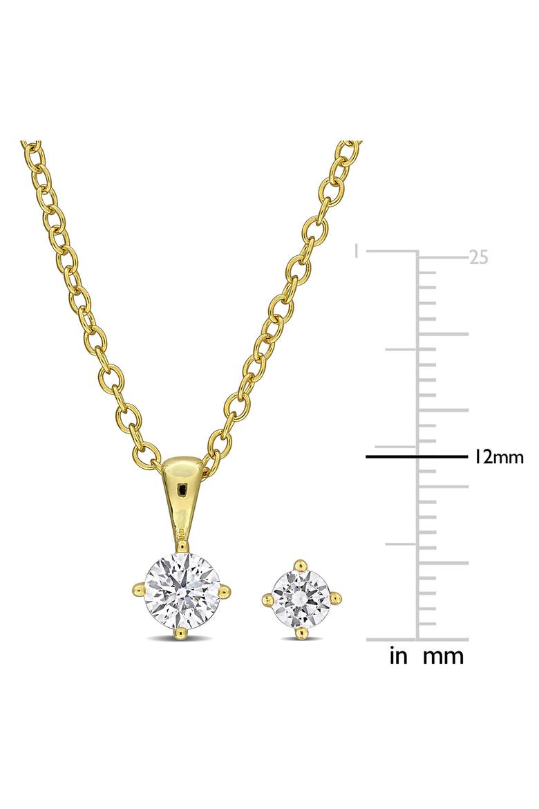 Round Cubic Zirconia Stud Earrings & Pendant Necklace Set, Alternate, color, WHITE