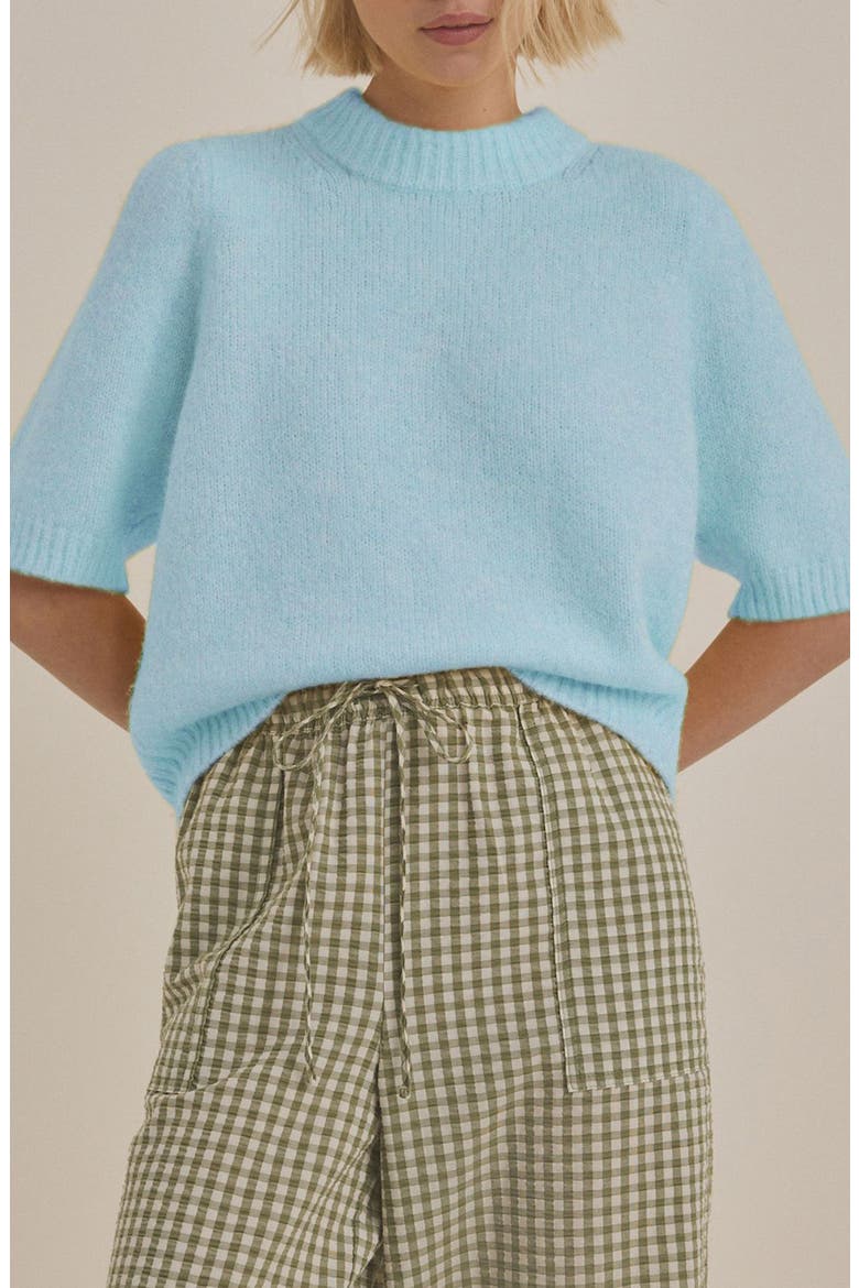 Short Sleeve Crewneck Sweater, Main, color, LIGHT BLUE