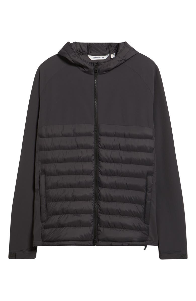 Peter Millar Apex Quilted Water Resistant Hybrid Zip Hoodie, Alternate, color, Carbon Black