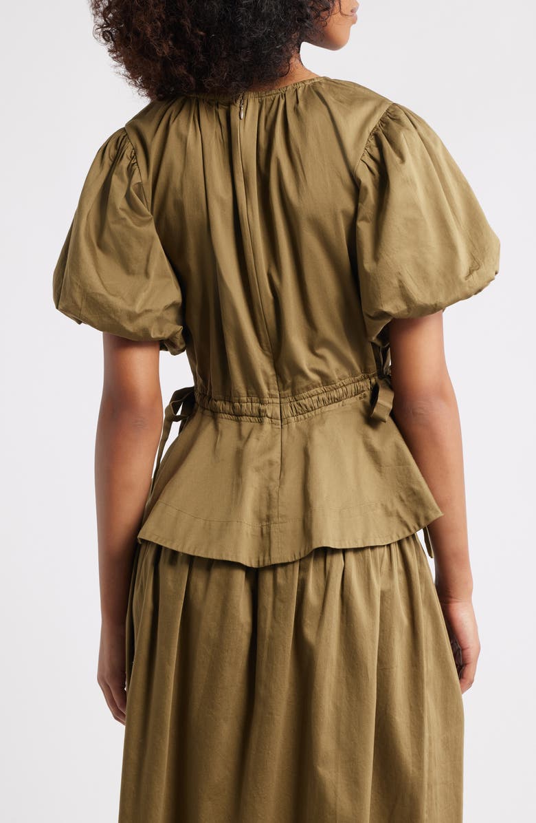 Damson Madder Hadley Ruched Organic Cotton Top, Alternate, color, Olive