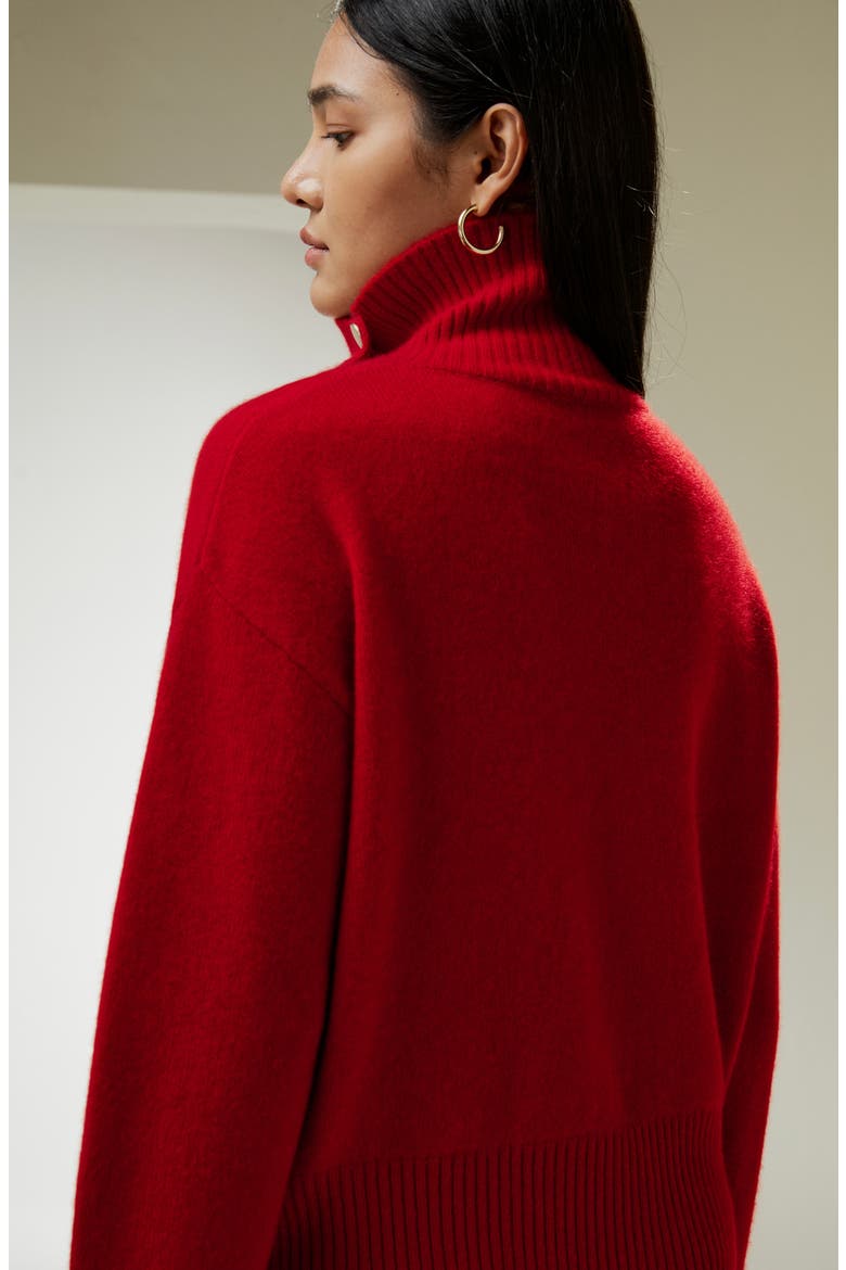 Women's Cashmere Sweater With Row of Side Buttons, Alternate, color, Red