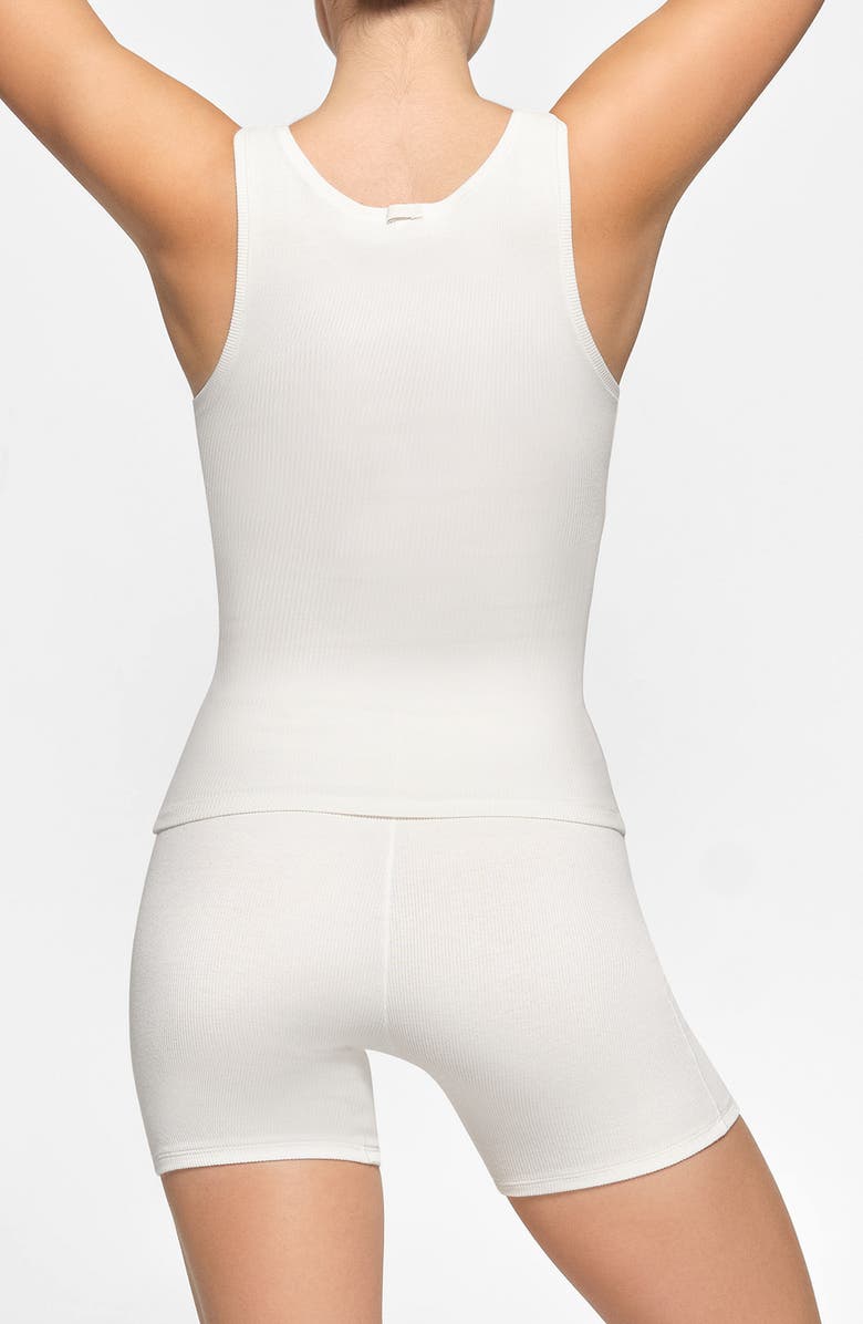 SKIMS Cotton Rib Long Tank, Alternate, color, Marble