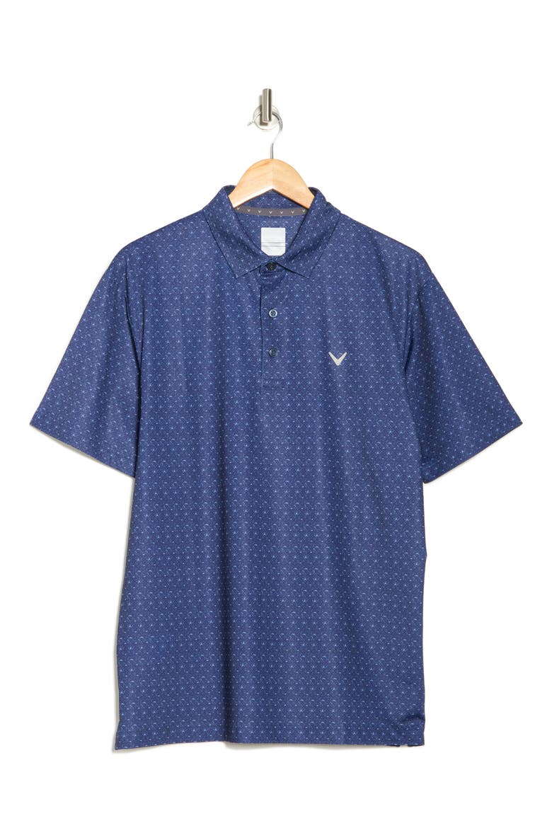 Chevron Print Twill Polo, Alternate, color, PEACOAT