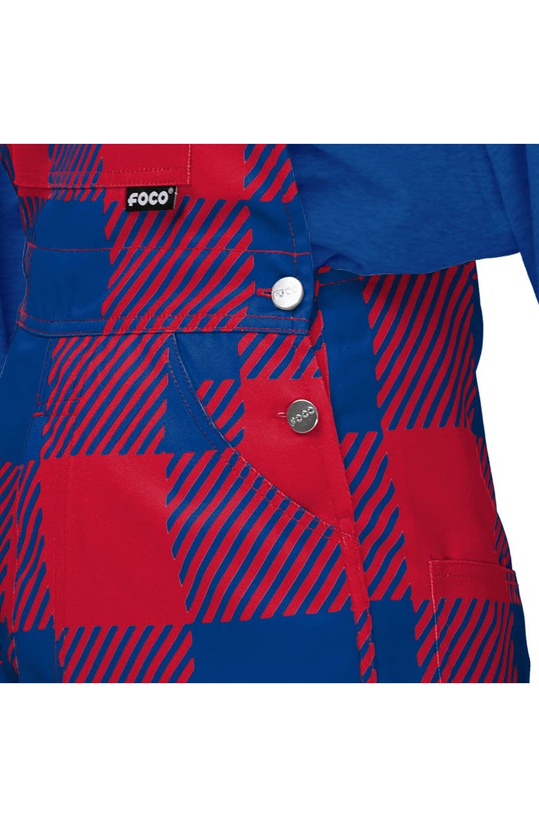 FOCO Women's FOCO Royal New York Giants Big Logo Plaid Overalls, Alternate, color,
