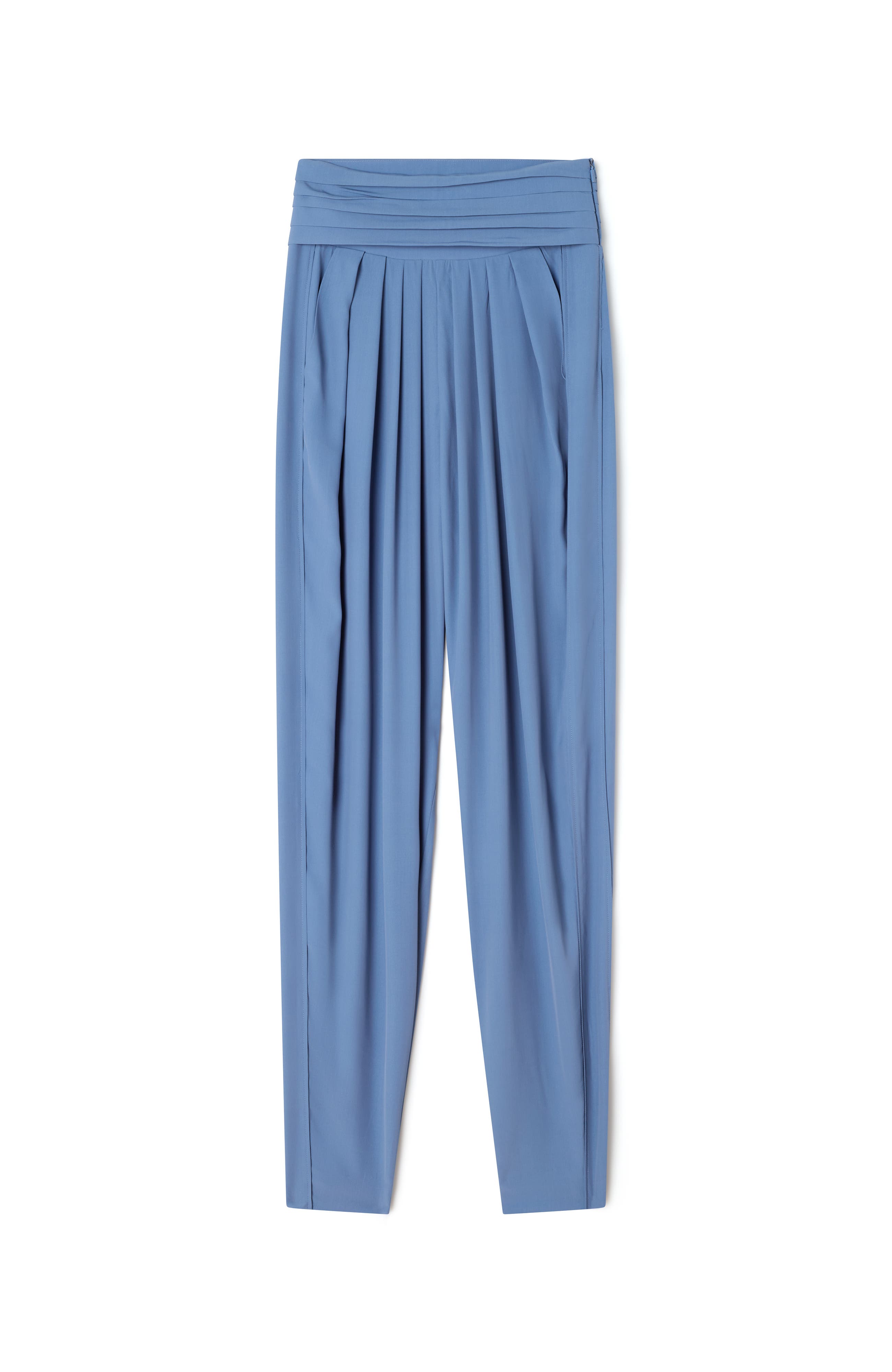 Blue Draped Pants In Crepe De Chine - image 2