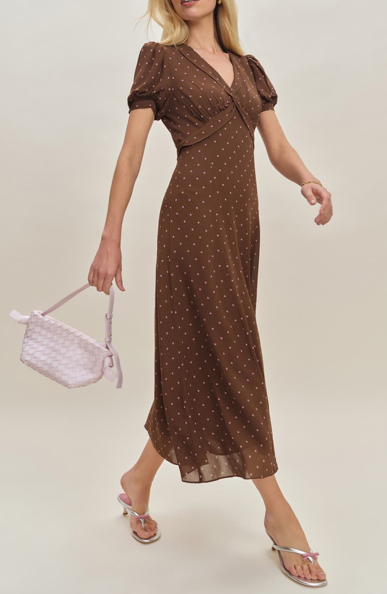 Reformation x Devon Lee Carlson Michelle Puff Sleeve Midi Dress, Alternate, color,