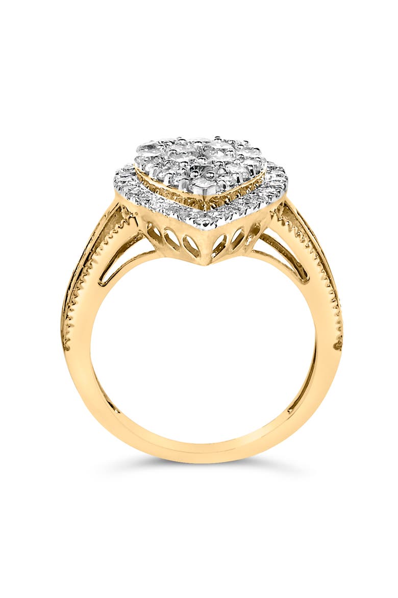 10K Gold Over Silver 1 1/2 Cttw Diamond Pear Shape Cocktail Ring, Alternate, color, Yellow Gold over Silver