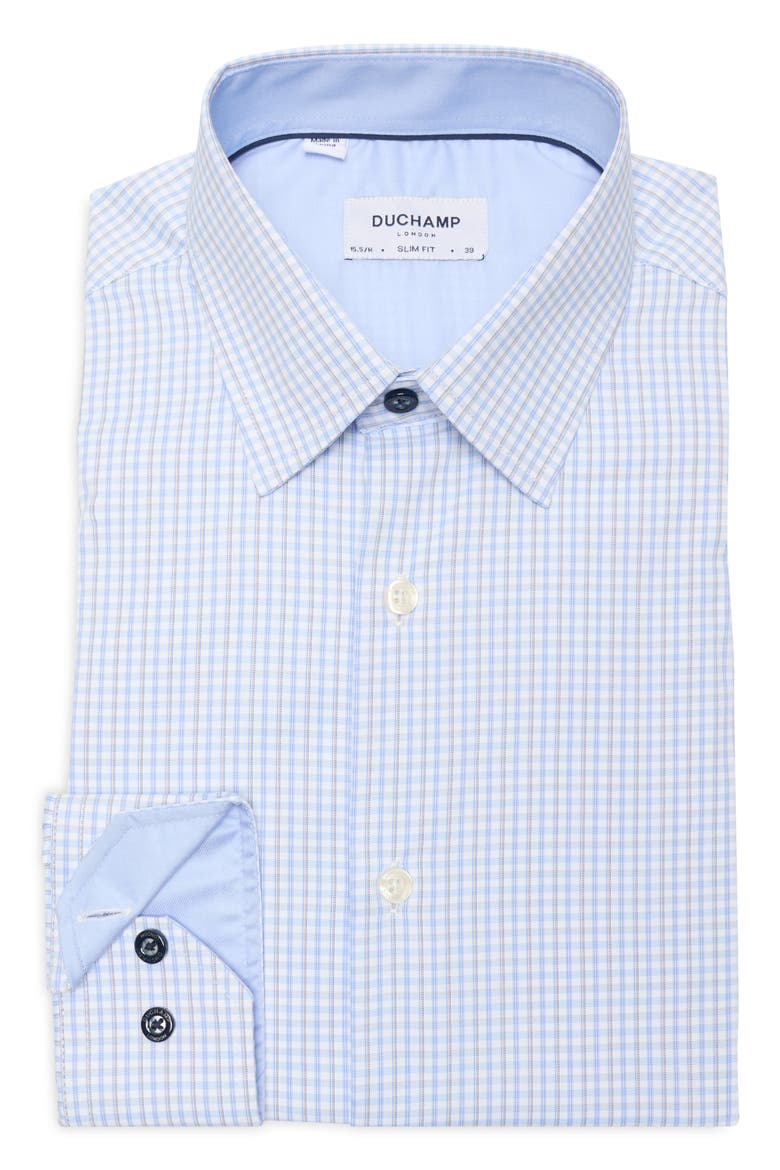 Grid Print Slim Fit Dress Shirt, Alternate, color, BLUE