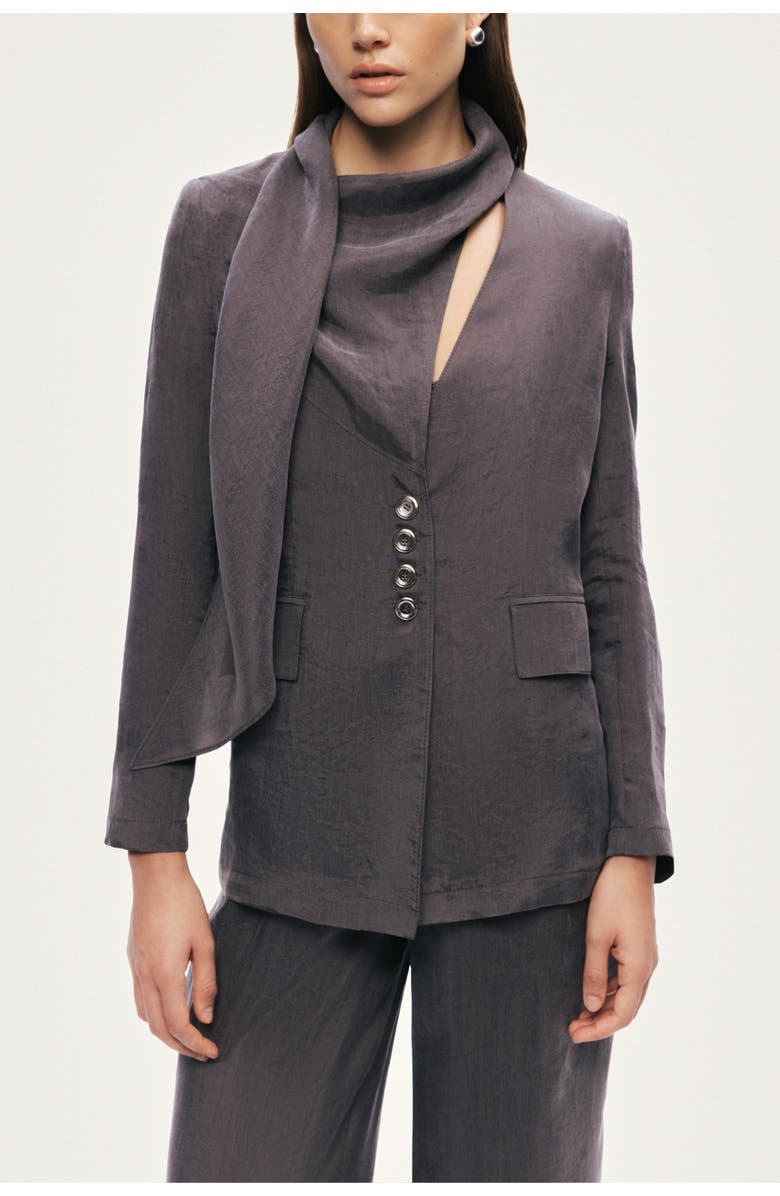 Nocturne Asymmetrical Draped Tailored Jacket, Main, color, Anthracite