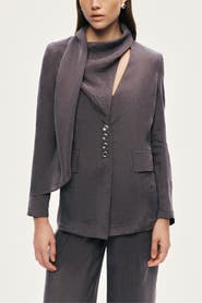 Nocturne Asymmetrical Draped Tailored Jacket