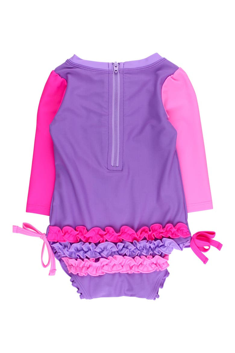 Kids' Neon Long Sleeve One-Piece Rashguard Swimsuit, Alternate, color, PURPLE