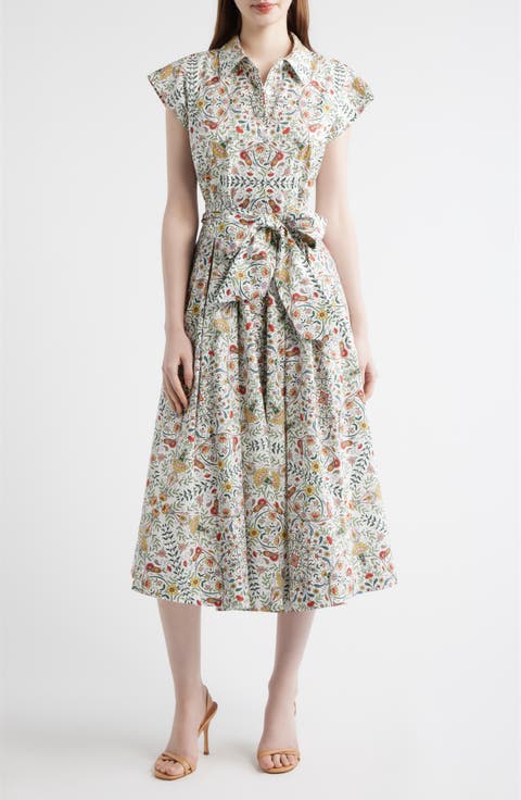 The Fran Folk Floral Midi Dress