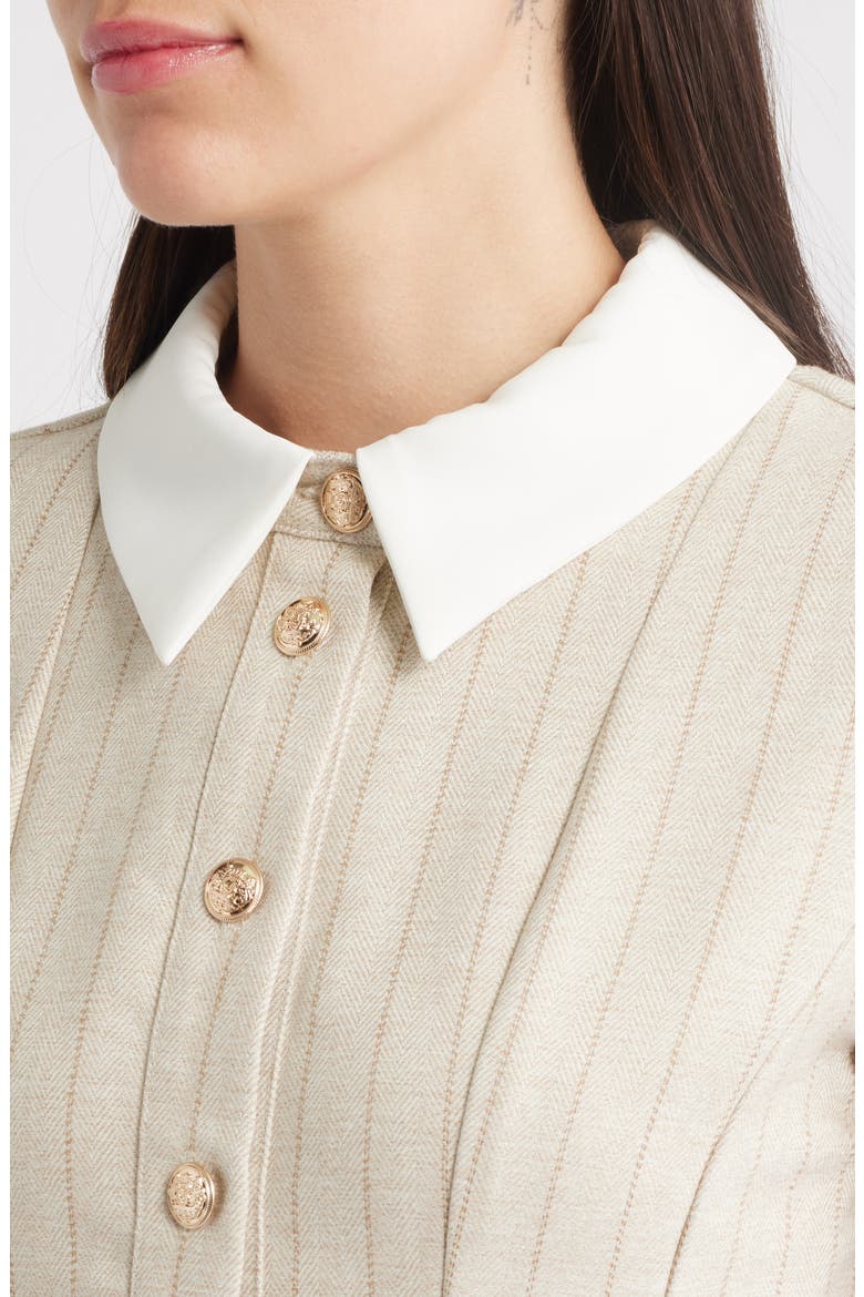 Short Sleeve Fit & Flare Shirtdress, Alternate, color, BEIGE