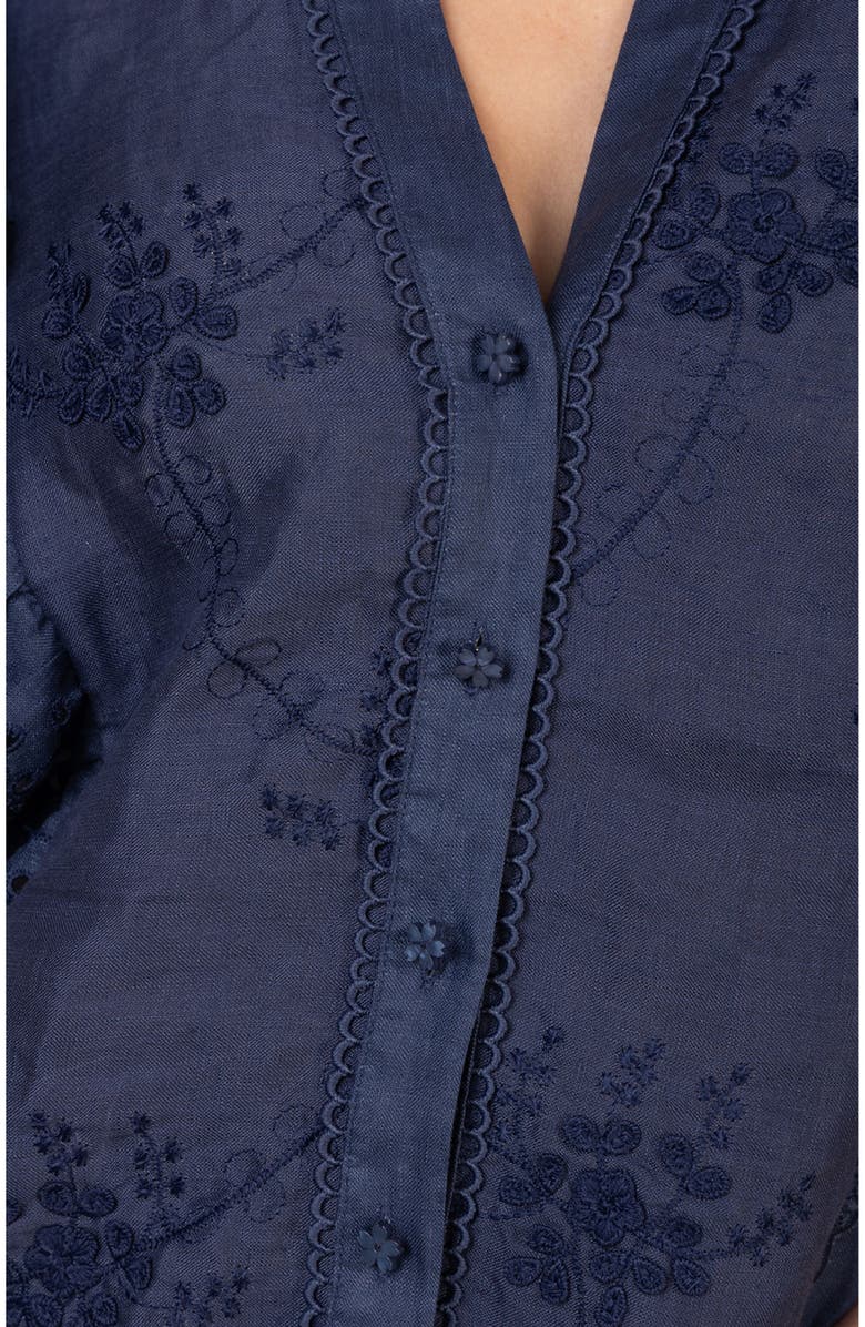 Hale Bob Eulalia Linen Top, Alternate, color, Navy