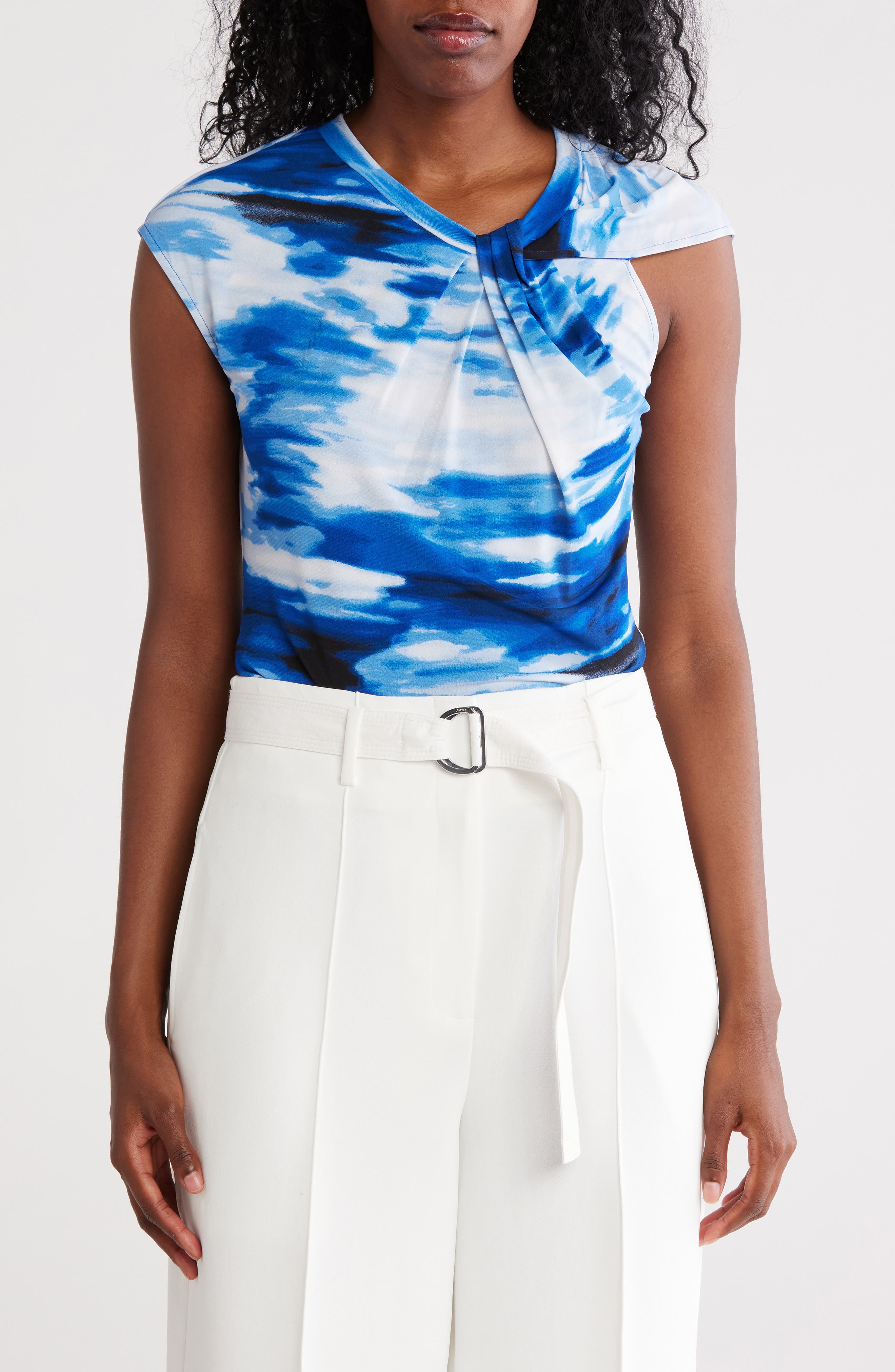 DKNY Twist Neck Knit Top