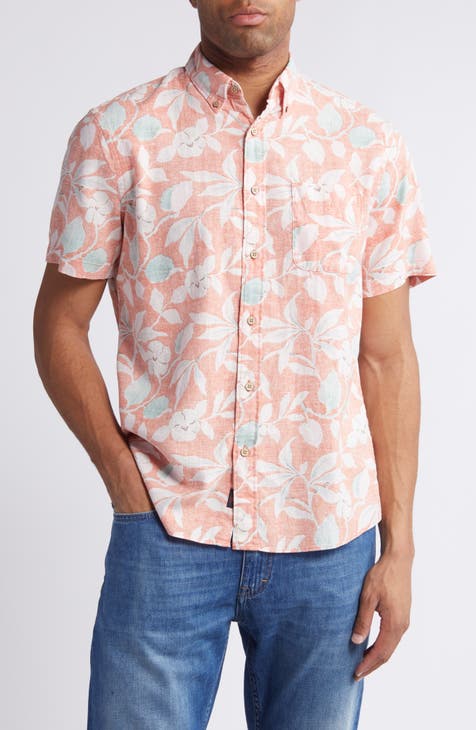 Men's orange short sleeve dress shirt online