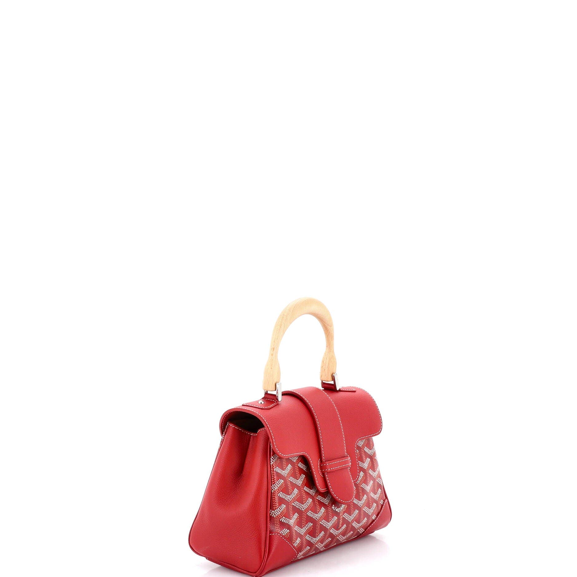 Pre-Owned Goyard Saigon Top Handle Bag Coated Canvas with Leather Mini, Alternate, color, Red