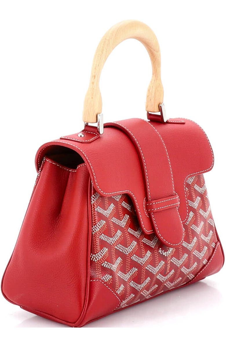 Pre-Owned Goyard Saigon Top Handle Bag Coated Canvas with Leather Mini, Alternate, color, Red
