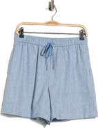 Theory Linen Blend Drawstring Shorts