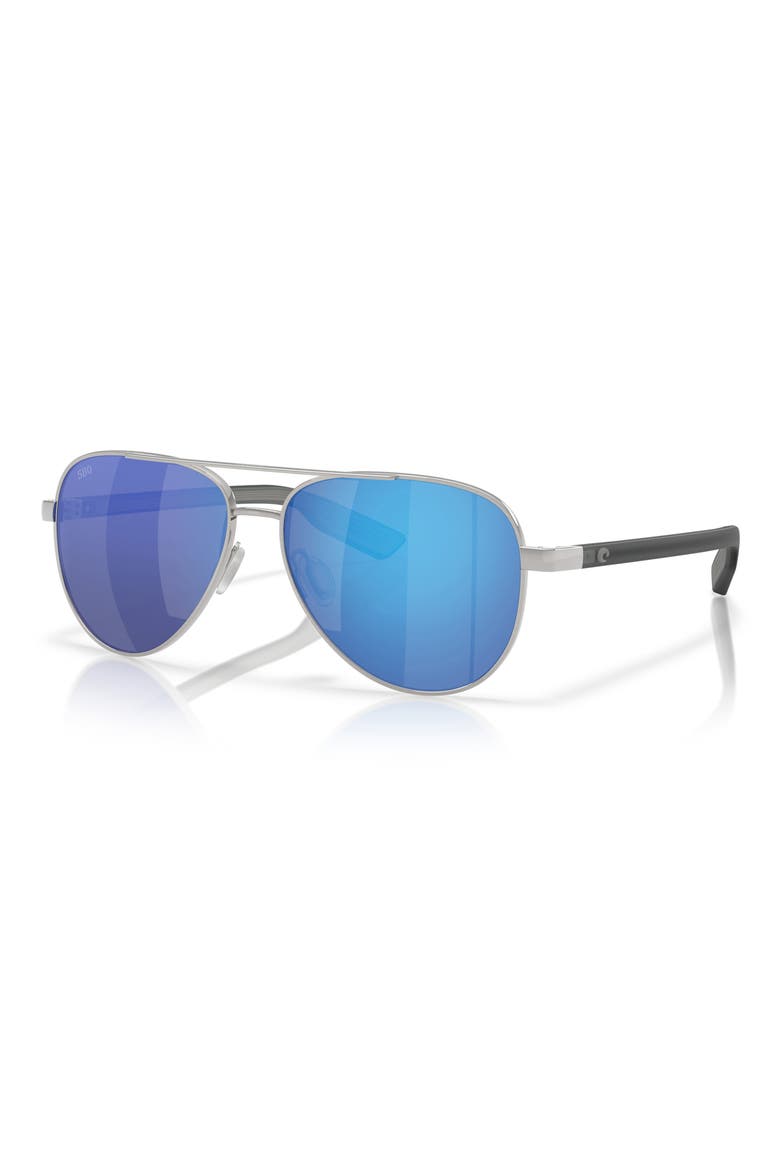 57mm Polarized Pilot Sunglasses, Alternate, color, SILVER/ BLUE MIRROR 580G