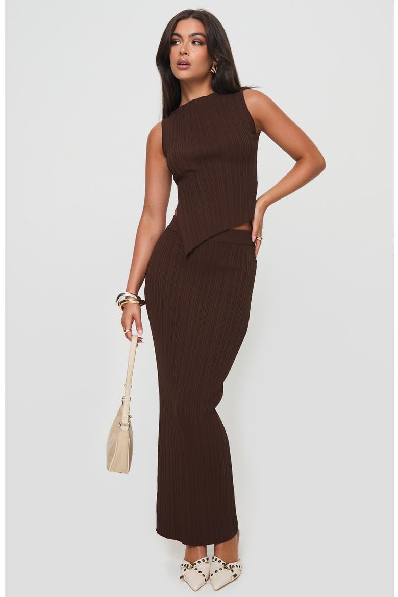Basile Rib Sleeveless Two-Piece Dress, Alternate, color, BROWN
