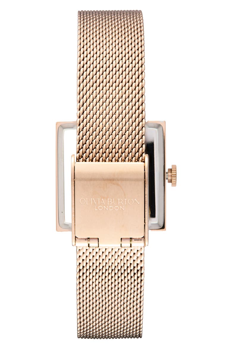 Square Lucky Bee Mesh Strap Watch, 23mm, Alternate, color, GREY