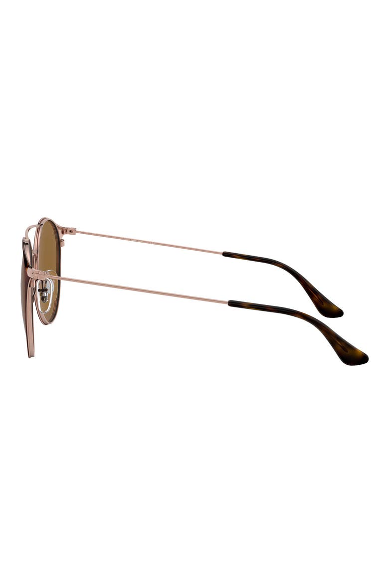 Highstreet 52mm Round Brow Bar Sunglasses, Alternate, color, COPPER TORTOISE