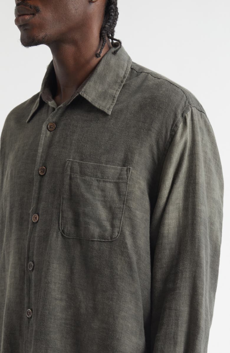 OUR LEGACY Above Cotton & Wool Button-Up Shirt, Alternate, color, Dark Cloud Sparse Cotton Wool