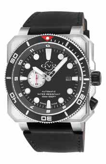 XO Submarine Swiss Automatic Leather Strap Watch, 48mm