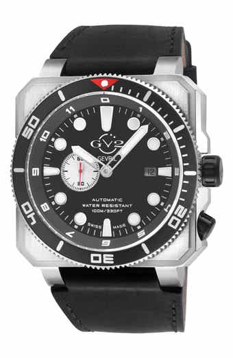 XO Submarine Swiss Automatic Leather Strap Watch, 48mm