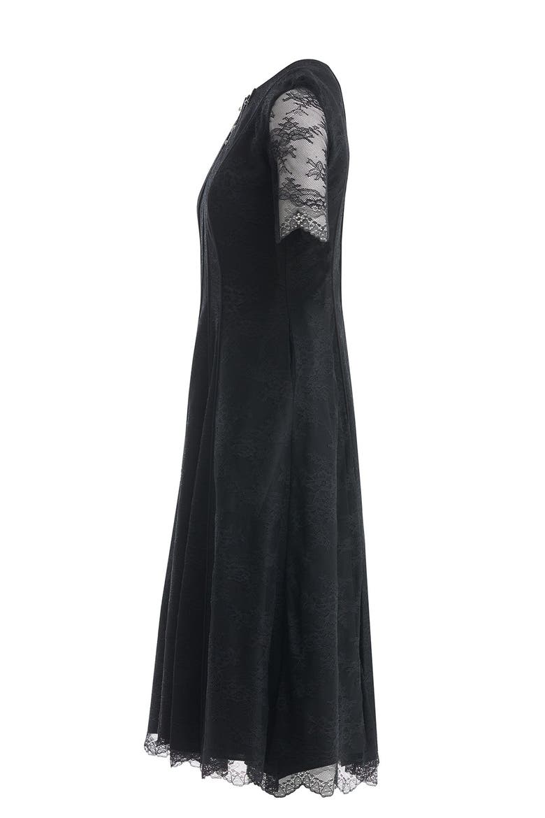 Embroidered Lace Detailed Midi Dress, Alternate, color, Black