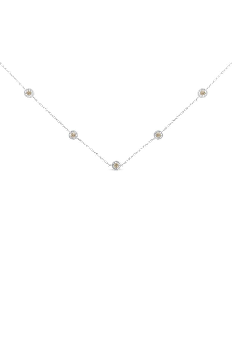 Haus of Brilliance Silver Diamond Station Necklace, Main, color, White