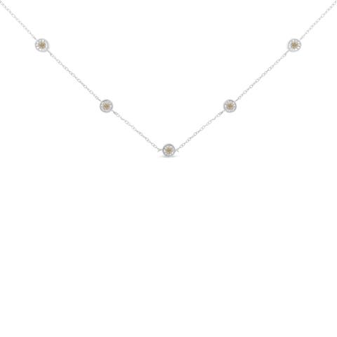 Silver Diamond Station Necklace