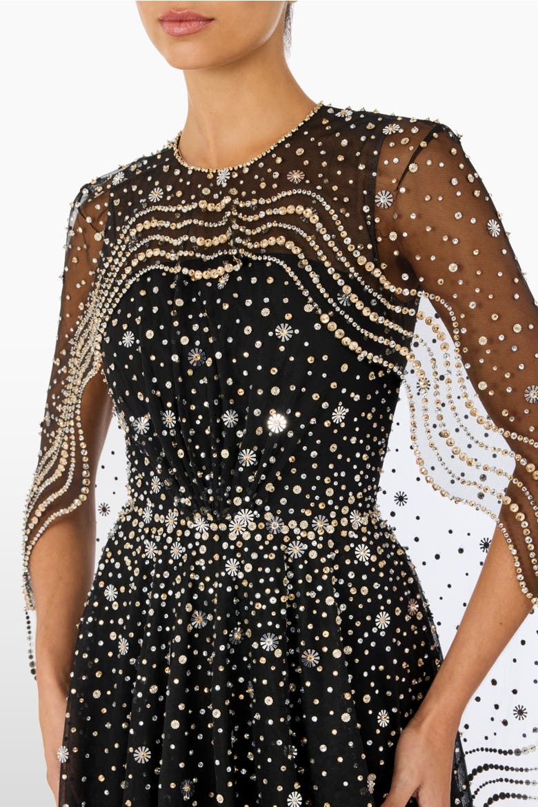 Oliver Beaded-Appliqué Maxi Dress, Alternate, color, Liquorice
