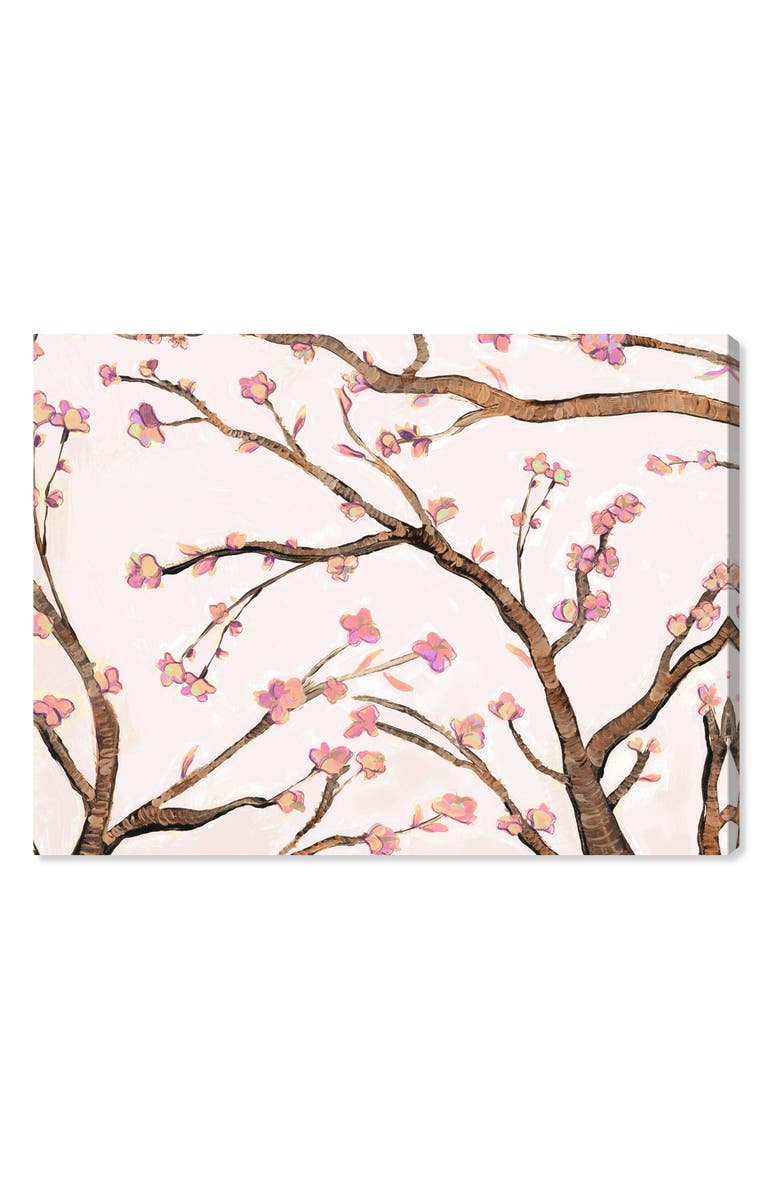 Oliver Gal Pink Almond Blossom Canvas Wall Art, Main, color,