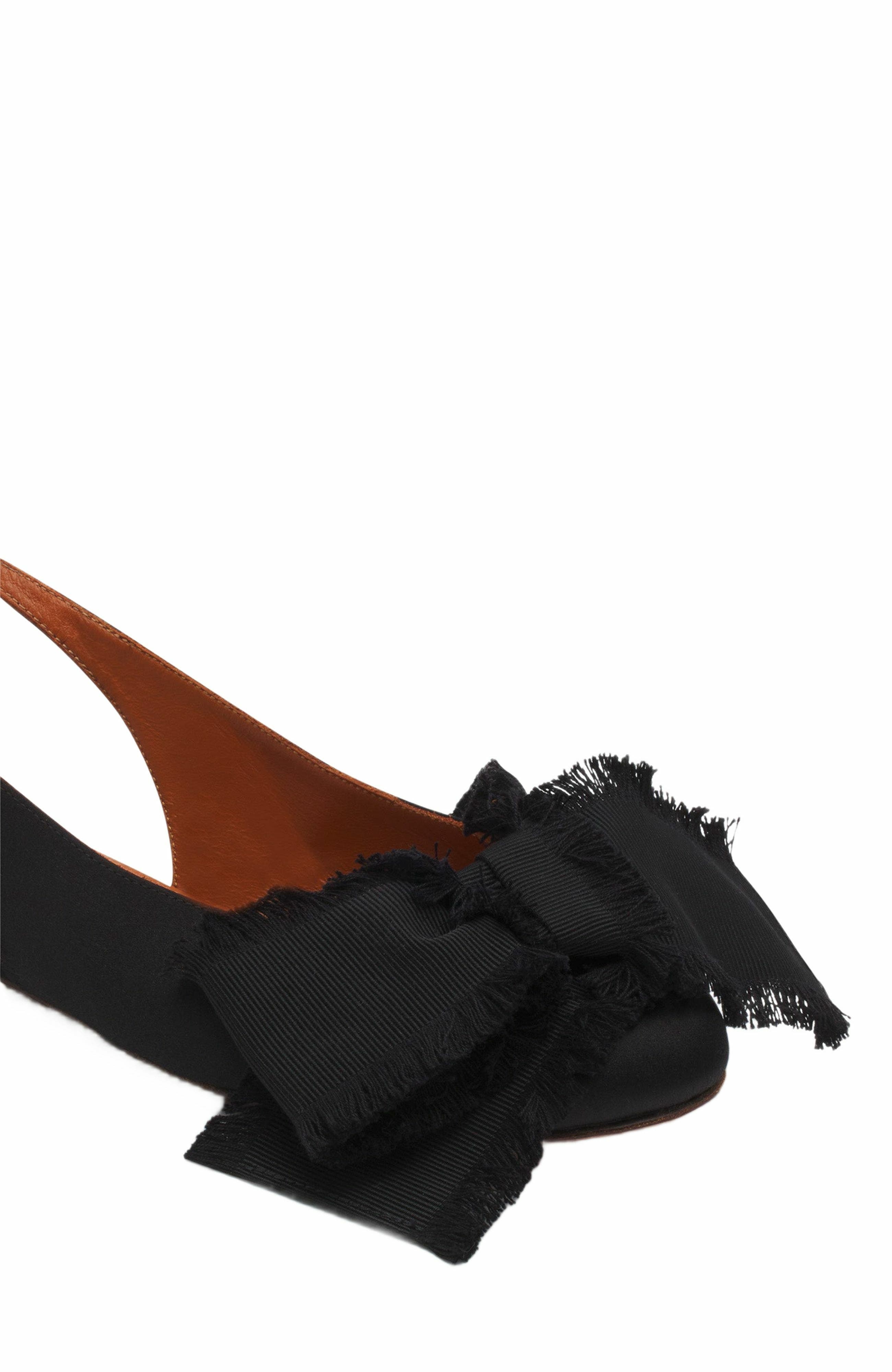 Lanvin Slingback Ballerina Flat In Satin, Alternate, color, Black