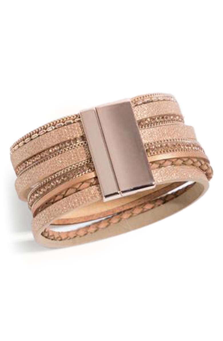 SAACHI Stone Multi Layer Faux Leather Bracelet, Alternate, color, 