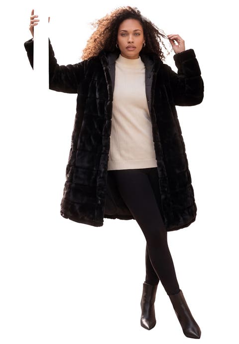 Plus Size 2 In 1 Puffer And Faux Fur Coat
