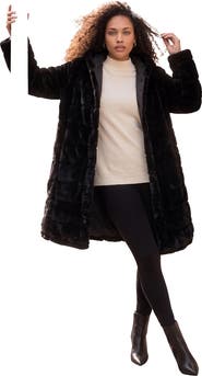 Roaman's Plus Size 2 In 1 Puffer And Faux Fur Coat