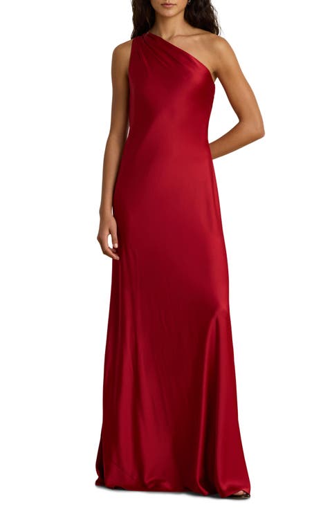 Satin Charmeuse One-Shoulder Gown