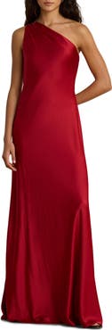 Lauren Ralph Lauren Satin Charmeuse One-Shoulder Gown
