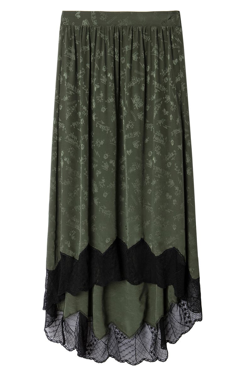 Zadig & Voltaire Joslin Jacquard Silk Lace Hem High/Low Skirt, Alternate, color, 
