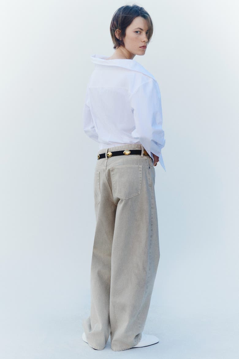 Baggy Regular-waist Barrel Jeans, Alternate, color, Light beige