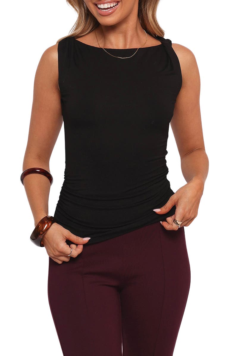 Petal & Pup Lainey Twist Shoulder Knit Top, Main, color, Black