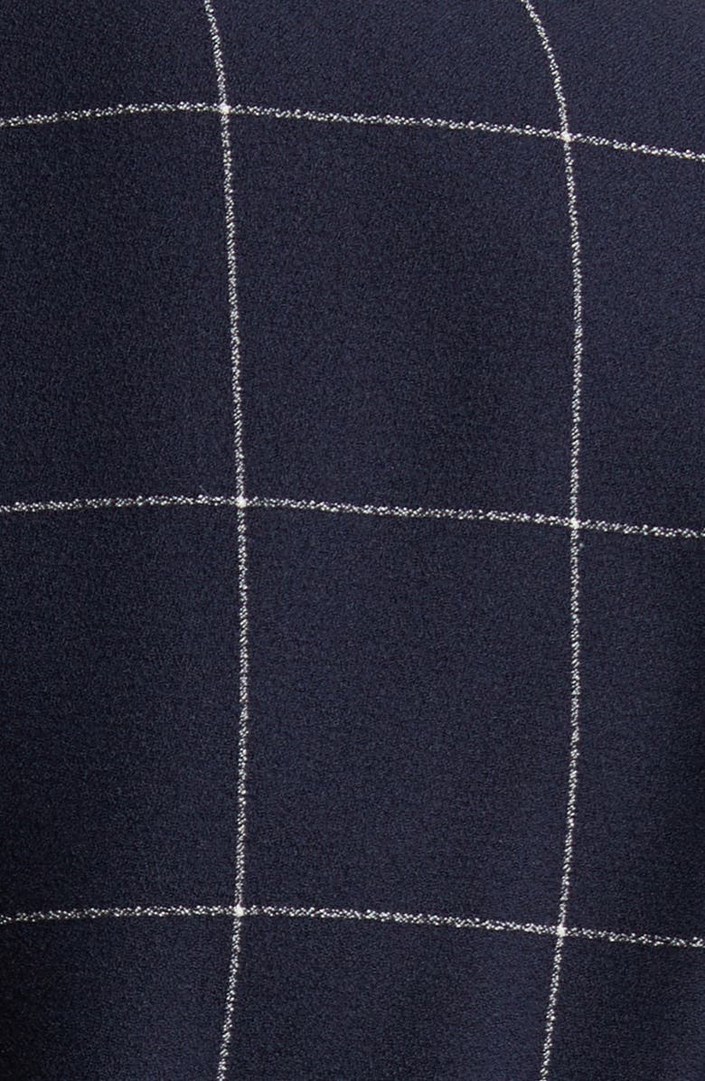 Tahari ASL Windowpane Plaid Two-Piece Long Sleeve Dress, Alternate, color, Navy Ivory