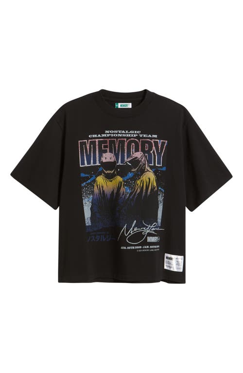 Memory Lane Oversize Crystal Embellished Nostalgic Champs Crop Graphic T-shirt In Black