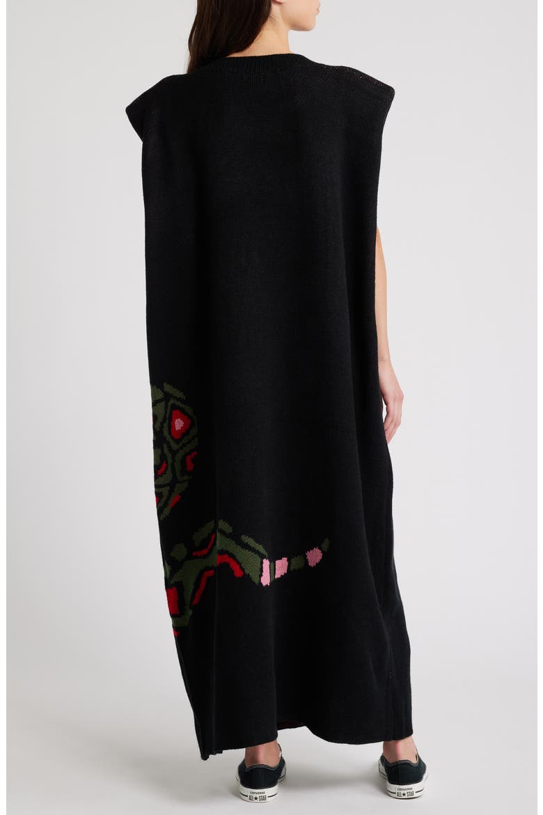 Big Reputation Oversize Maxi Sweater Dress, Alternate, color, BLACK