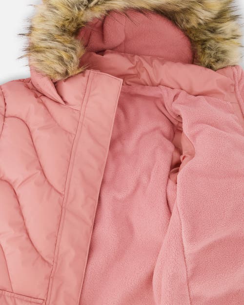 Deux Par Deux Long Wavy Quilt Puffy Winter Coat In Pink